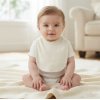 BB9: Plain Light Cream Pull Over Head Bib (Made in UK)